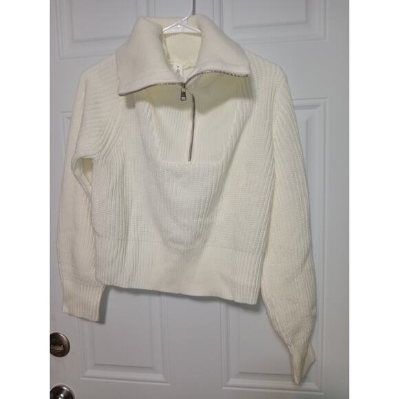 No brand Tops - Women's Relaxed-Fit Ribbed Half Zip Sweater Size M